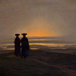 Caspar David Friedrich-2 hommes dans le crépuscule sombre