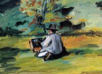 Cézanne-Peintre assis dans nature
