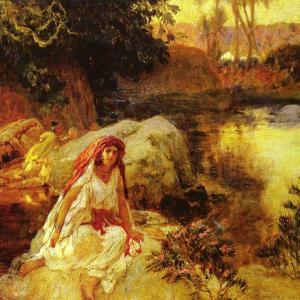 Femme dans oasis-Peinture
