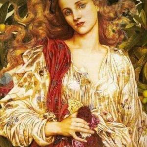 Femme robe d'or-Evelyn de Morgan