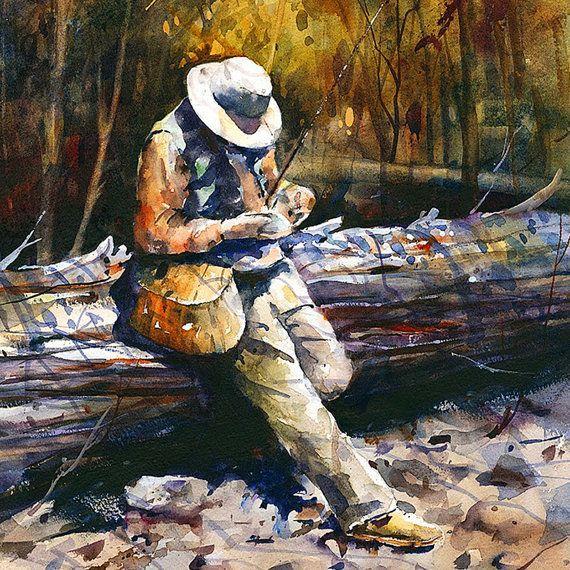 Homme pêcheur-Peinture